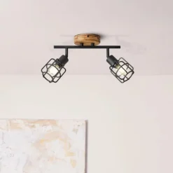 Luminaires Scandinaves-Luminaires Brilliant Plafonnier Brilliant Gwen Bois foncé, 2 lumières