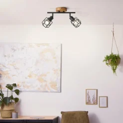 Luminaires Scandinaves-Luminaires Brilliant Plafonnier Brilliant Gwen Bois foncé, 2 lumières