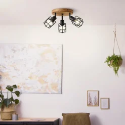 Luminaires Scandinaves-Luminaires Brilliant Plafonnier Brilliant Gwen Bois foncé, 3 lumières