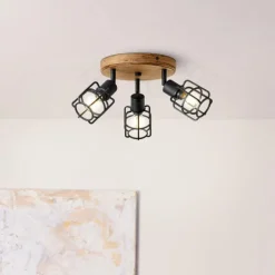 Luminaires Scandinaves-Luminaires Brilliant Plafonnier Brilliant Gwen Bois foncé, 3 lumières