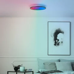 Luminaires Brilliant Plafonnier Brilliant Heida LED Noir, Blanc, 1 lumière, Télécommandes, Changeur de couleurs* Éclairage Led