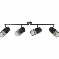 Lampes Industrielles-Luminaires Brilliant Plafonnier Brilliant Kamolo Noir, 4 lumières