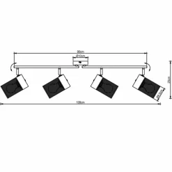 Lampes Industrielles-Luminaires Brilliant Plafonnier Brilliant Kamolo Noir, 4 lumières