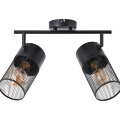 Lampes Industrielles-Luminaires Brilliant Plafonnier Brilliant Kamolo Noir, 2 lumières