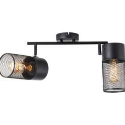 Lampes Industrielles-Luminaires Brilliant Plafonnier Brilliant Kamolo Noir, 2 lumières