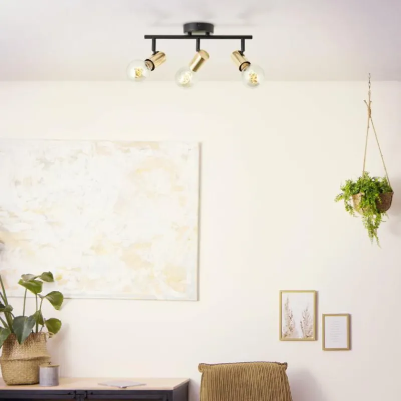 Lampes Dorées-Luminaires Brilliant Plafonnier Brilliant Kerry Or, Noir, 3 lumières