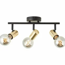 Lampes Dorées-Luminaires Brilliant Plafonnier Brilliant Kerry Or, Noir, 3 lumières