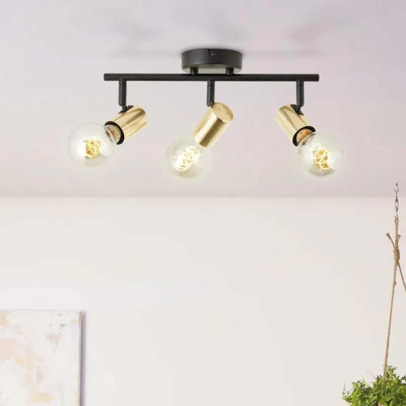 Lampes Dorées-Luminaires Brilliant Plafonnier Brilliant Kerry Or, Noir, 3 lumières