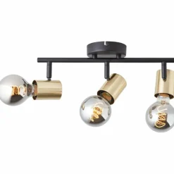 Lampes Dorées-Luminaires Brilliant Plafonnier Brilliant Kerry Or, Noir, 3 lumières