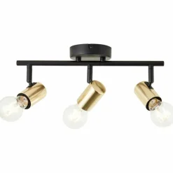 Lampes Dorées-Luminaires Brilliant Plafonnier Brilliant Kerry Or, Noir, 3 lumières