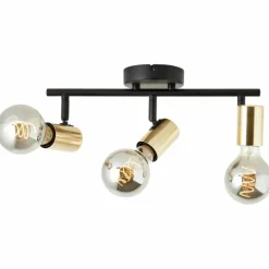 Lampes Dorées-Luminaires Brilliant Plafonnier Brilliant Kerry Or, Noir, 3 lumières