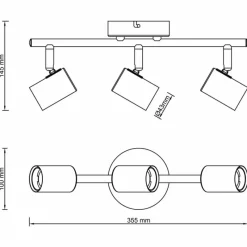 Lampes Dorées-Luminaires Brilliant Plafonnier Brilliant Kerry Or, Noir, 3 lumières