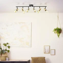 Lampes Dorées-Luminaires Brilliant Plafonnier Brilliant Kerry Or, Noir, 6 lumières