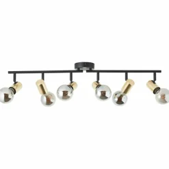 Lampes Dorées-Luminaires Brilliant Plafonnier Brilliant Kerry Or, Noir, 6 lumières