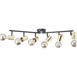 Lampes Dorées-Luminaires Brilliant Plafonnier Brilliant Kerry Or, Noir, 6 lumières