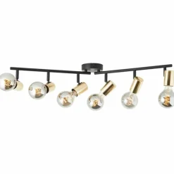 Lampes Dorées-Luminaires Brilliant Plafonnier Brilliant Kerry Or, Noir, 6 lumières