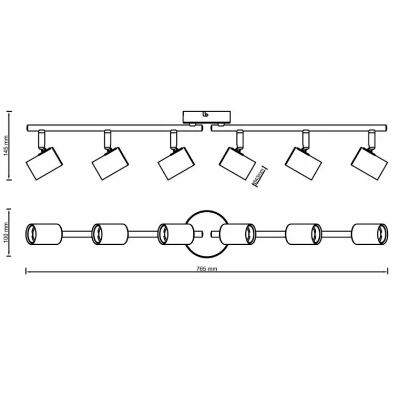 Lampes Dorées-Luminaires Brilliant Plafonnier Brilliant Kerry Or, Noir, 6 lumières
