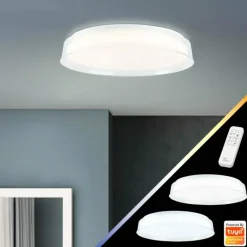 Luminaires Brilliant Plafonnier Brilliant Leanna LED Blanc, 1 lumière, Télécommandes, Changeur de couleurs