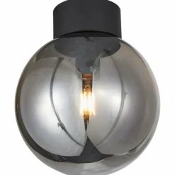 Suspension Verre Fumé-Luminaires Brilliant Plafonnier Brilliant Living Astro Noir, 1 lumière