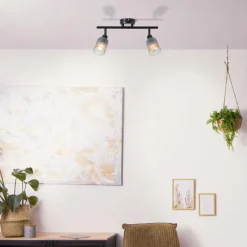 Luminaires Brilliant Plafonnier Brilliant Loralie Noir, 2 lumières