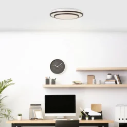 Luminaires Brilliant Plafonnier Brilliant Luciano LED Noir, Blanc, 1 lumière, Télécommandes* Éclairage Led