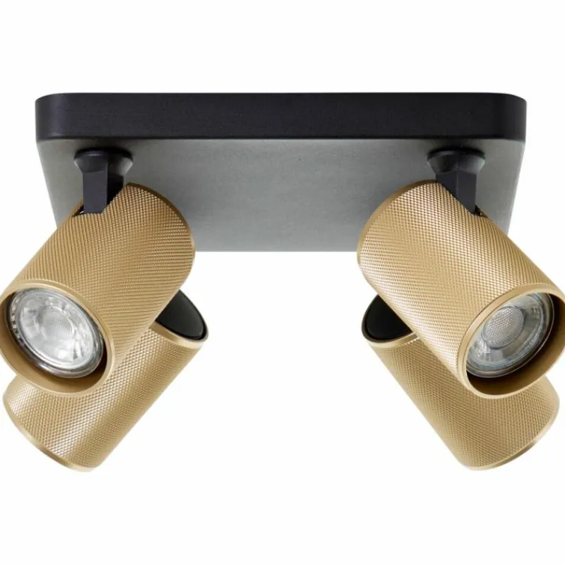 Lampes Dorées-Luminaires Brilliant Plafonnier Brilliant Marty Noir, 4 lumières