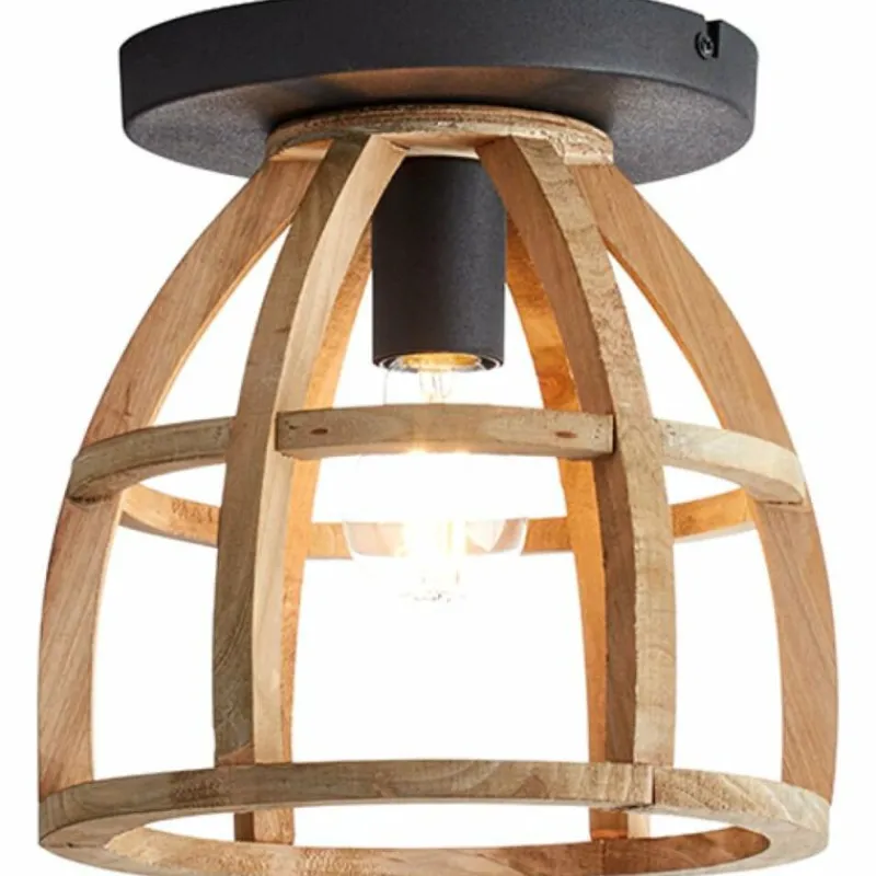 Style Boho-Chic-Luminaires Brilliant Plafonnier Brilliant Matrix Wood Noir, 1 lumière