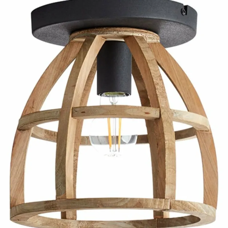 Style Boho-Chic-Luminaires Brilliant Plafonnier Brilliant Matrix Wood Noir, 1 lumière