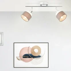 Lampes En Tissu-Luminaires Brilliant Plafonnier Brilliant Naples Argenté, 2 lumières