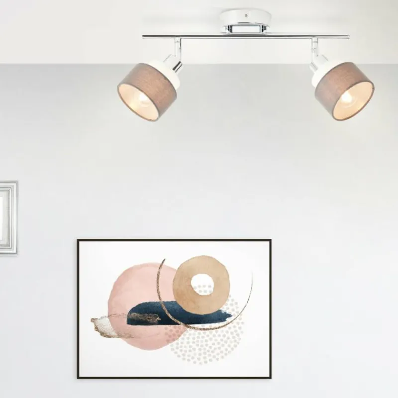 Lampes En Tissu-Luminaires Brilliant Plafonnier Brilliant Naples Argenté, 2 lumières