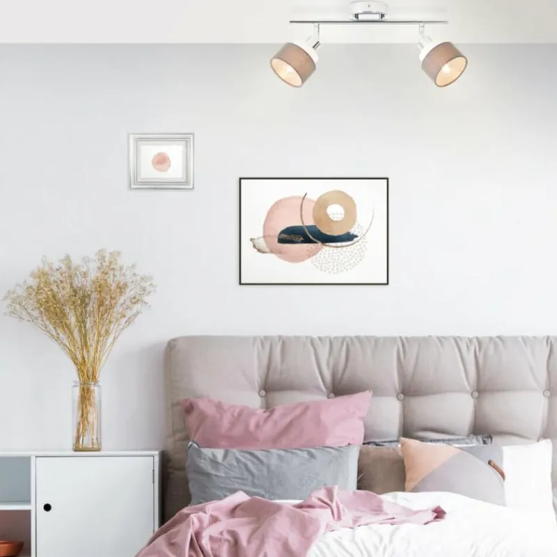 Lampes En Tissu-Luminaires Brilliant Plafonnier Brilliant Naples Argenté, 2 lumières