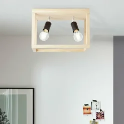 Luminaires Rustiques-Luminaires Brilliant Plafonnier Brilliant Nerea Bois clair, Noir, 2 lumières