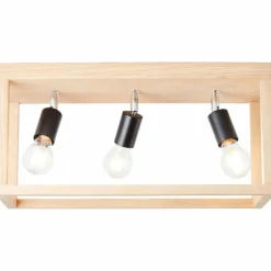 Luminaires Rustiques-Luminaires Brilliant Plafonnier Brilliant Nerea Bois clair, Noir, 3 lumières
