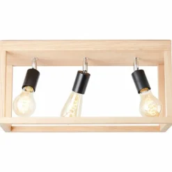 Luminaires Rustiques-Luminaires Brilliant Plafonnier Brilliant Nerea Bois clair, Noir, 3 lumières