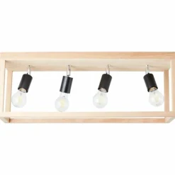 Luminaires Rustiques-Luminaires Brilliant Plafonnier Brilliant Nerea Bois clair, Noir, 4 lumières