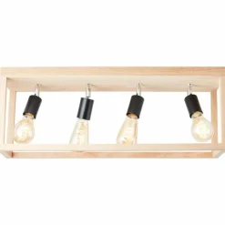 Luminaires Rustiques-Luminaires Brilliant Plafonnier Brilliant Nerea Bois clair, Noir, 4 lumières