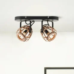 Luminaires Rustiques-Luminaires Brilliant Plafonnier Brilliant Nikka Noir, 2 lumières