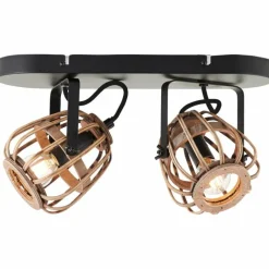 Luminaires Rustiques-Luminaires Brilliant Plafonnier Brilliant Nikka Noir, 2 lumières