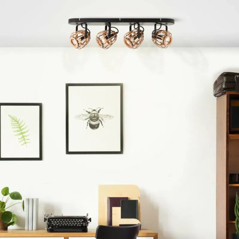 Luminaires Rustiques-Luminaires Brilliant Plafonnier Brilliant Nikka Noir, 4 lumières