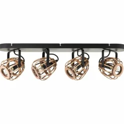 Luminaires Rustiques-Luminaires Brilliant Plafonnier Brilliant Nikka Noir, 4 lumières