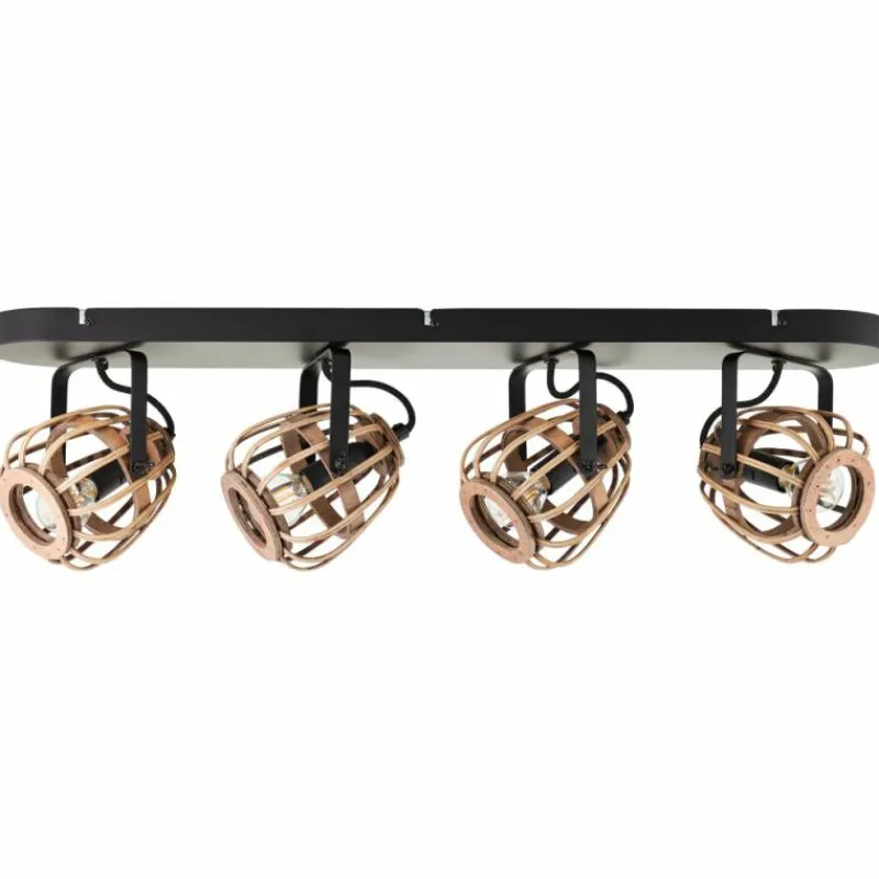 Luminaires Rustiques-Luminaires Brilliant Plafonnier Brilliant Nikka Noir, 4 lumières