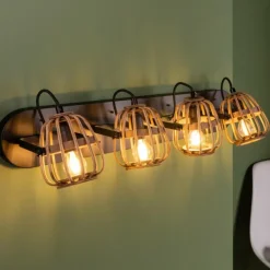 Luminaires Rustiques-Luminaires Brilliant Plafonnier Brilliant Nikka Noir, 4 lumières