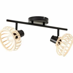 Luminaires Rustiques-Luminaires Brilliant Plafonnier Brilliant Norah Noir, 2 lumières