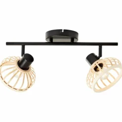 Luminaires Rustiques-Luminaires Brilliant Plafonnier Brilliant Norah Noir, 2 lumières