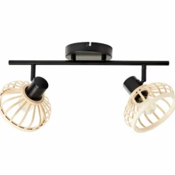 Luminaires Rustiques-Luminaires Brilliant Plafonnier Brilliant Norah Noir, 2 lumières