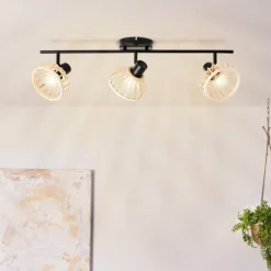 Luminaires Rustiques-Luminaires Brilliant Plafonnier Brilliant Norah Noir, 3 lumières