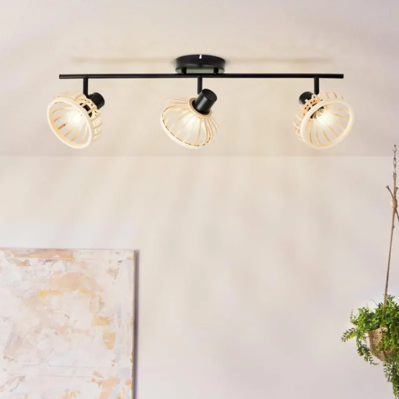 Luminaires Rustiques-Luminaires Brilliant Plafonnier Brilliant Norah Noir, 3 lumières