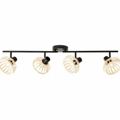 Luminaires Rustiques-Luminaires Brilliant Plafonnier Brilliant Norah Noir, 4 lumières