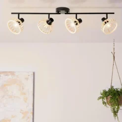 Luminaires Rustiques-Luminaires Brilliant Plafonnier Brilliant Norah Noir, 4 lumières