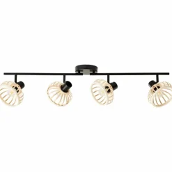 Luminaires Rustiques-Luminaires Brilliant Plafonnier Brilliant Norah Noir, 4 lumières